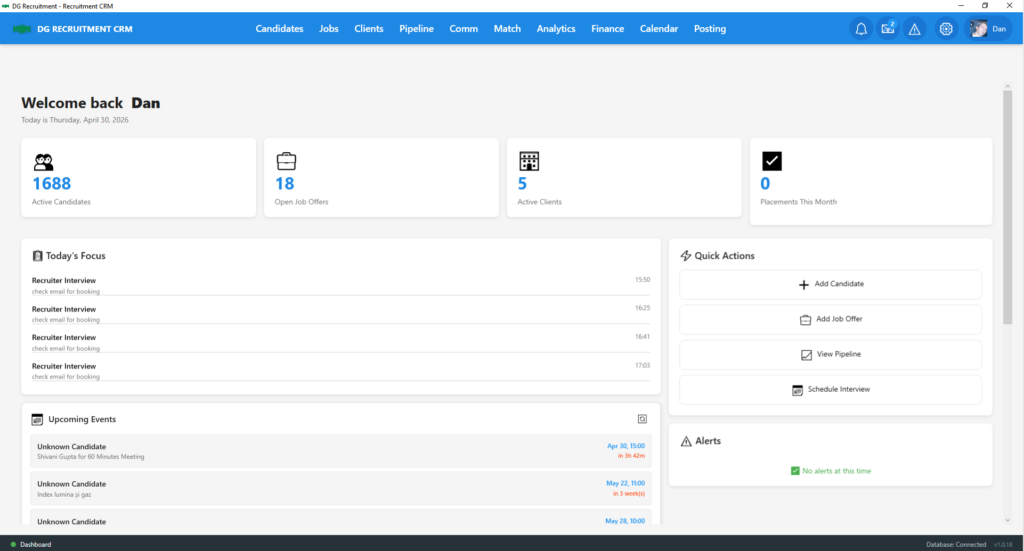 Recruitment CRM dashboard