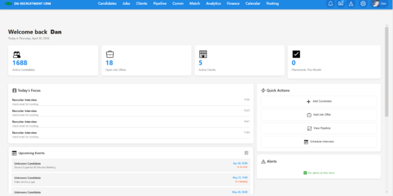 Recruitment CRM dashboard
