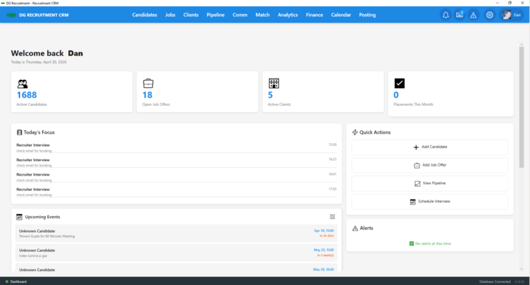Recruitment CRM dashboard