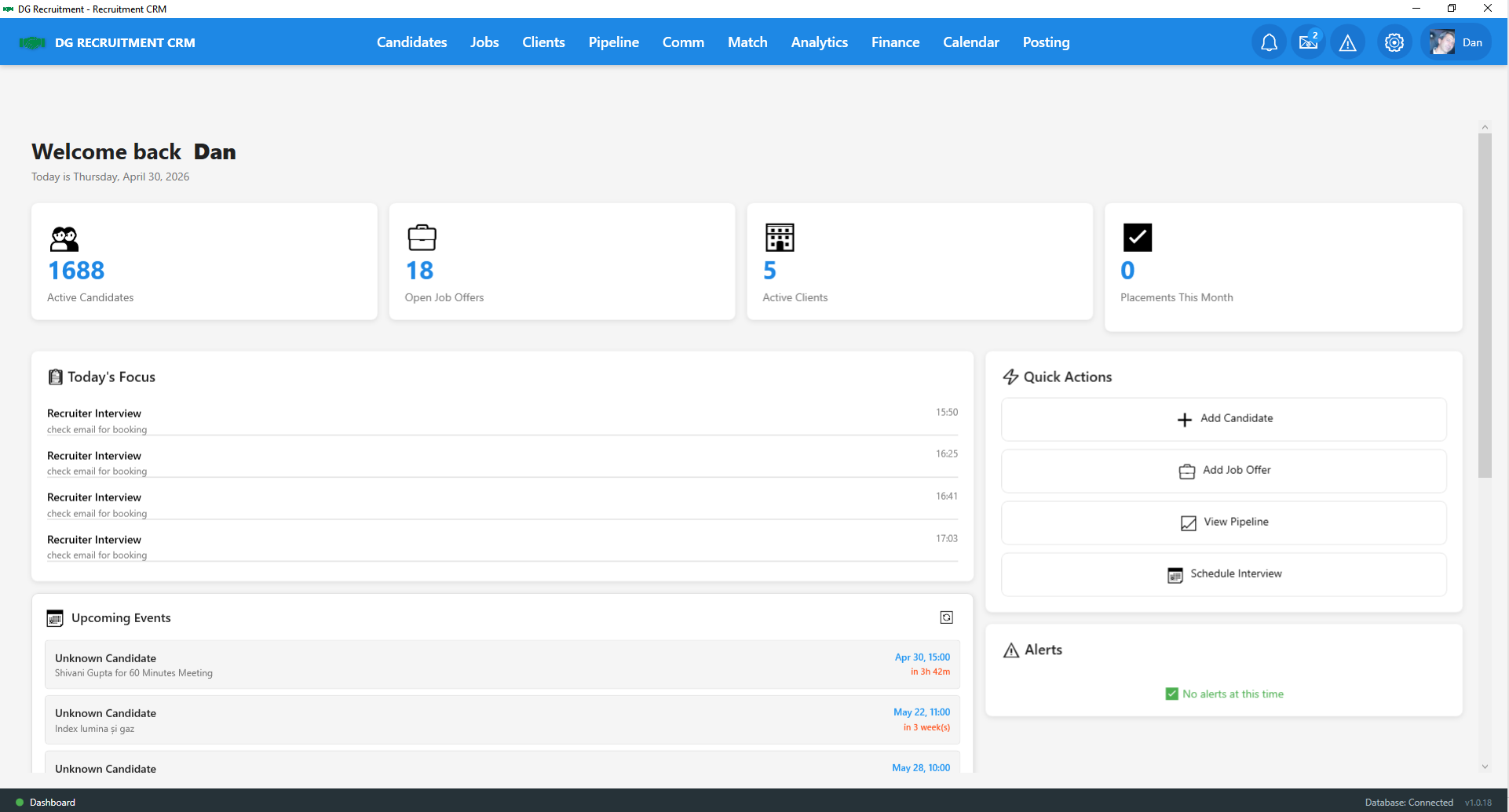 Recruitment CRM dashboard